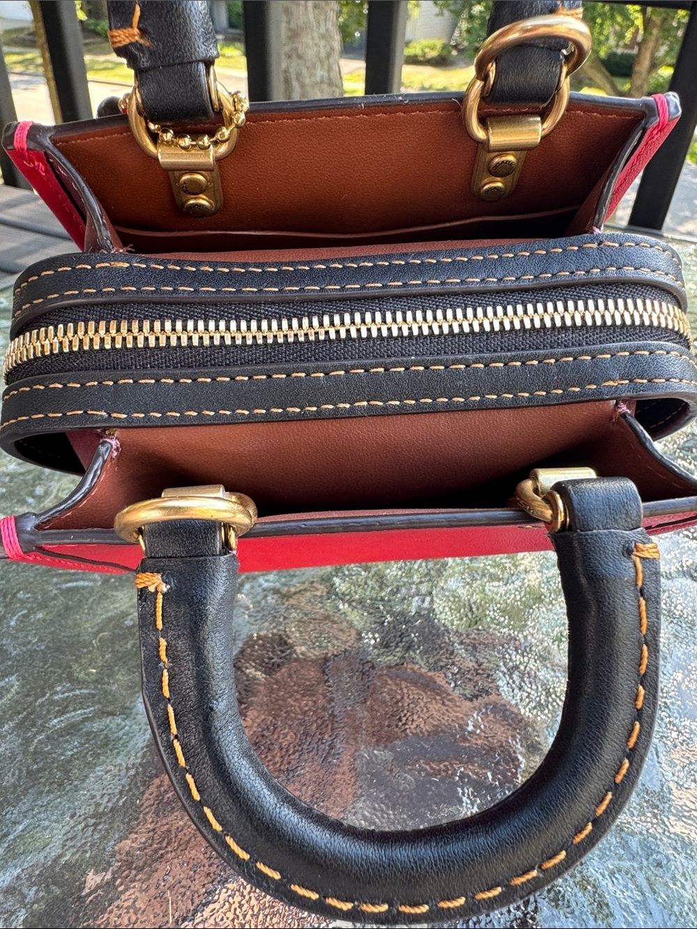COACH Rogue 12 (tiny) in Glovetanned SMOOTH Brick Red Colorblock NEW, NWOT - Picture 8 of 13